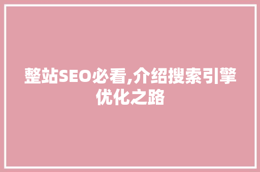 整站SEO必看,介绍搜索引擎优化之路