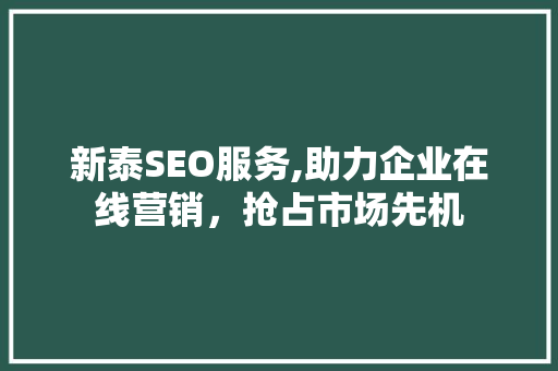 新泰SEO服务,助力企业在线营销，抢占市场先机