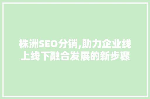 株洲SEO分销,助力企业线上线下融合发展的新步骤