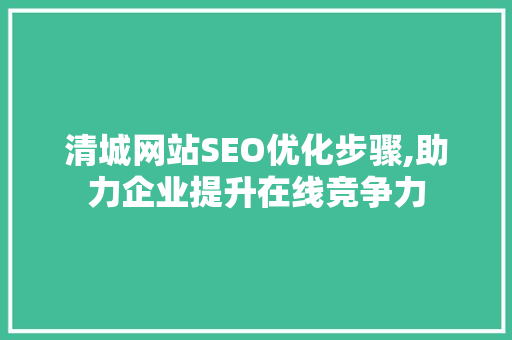 清城网站SEO优化步骤,助力企业提升在线竞争力