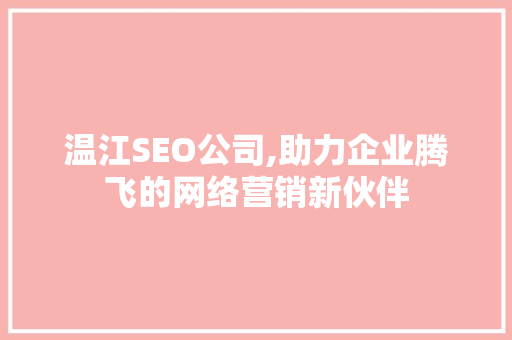 温江SEO公司,助力企业腾飞的网络营销新伙伴