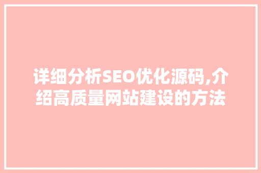 详细分析SEO优化源码,介绍高质量网站建设的方法