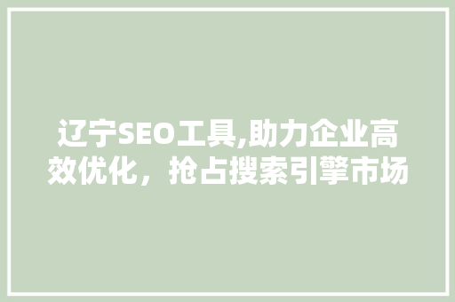 辽宁SEO工具,助力企业高效优化，抢占搜索引擎市场先机