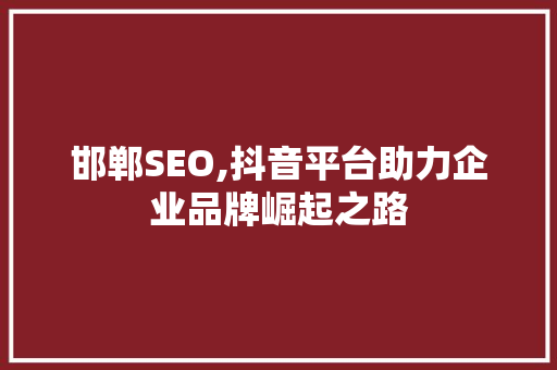 邯郸SEO,抖音平台助力企业品牌崛起之路