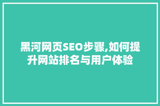 黑河网页SEO步骤,如何提升网站排名与用户体验