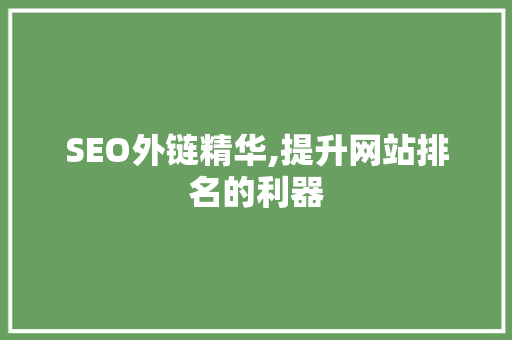 SEO外链精华,提升网站排名的利器
