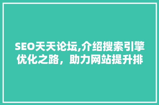 SEO天天论坛,介绍搜索引擎优化之路，助力网站提升排名