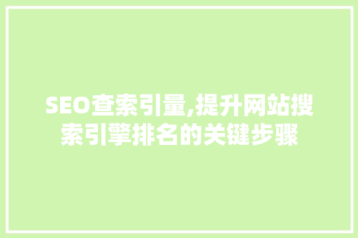 SEO查索引量,提升网站搜索引擎排名的关键步骤