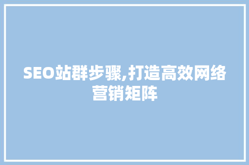 SEO站群步骤,打造高效网络营销矩阵