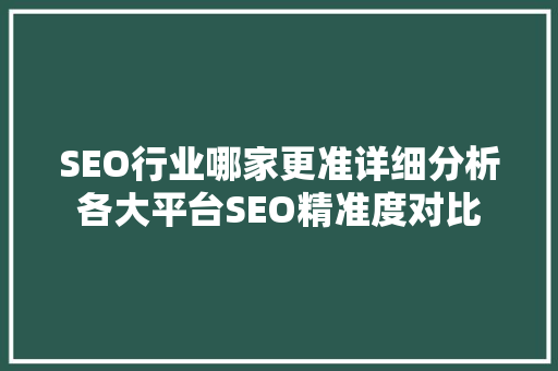 SEO行业哪家更准详细分析各大平台SEO精准度对比