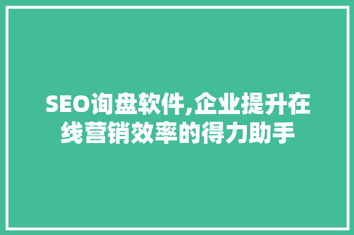 SEO询盘软件,企业提升在线营销效率的得力助手