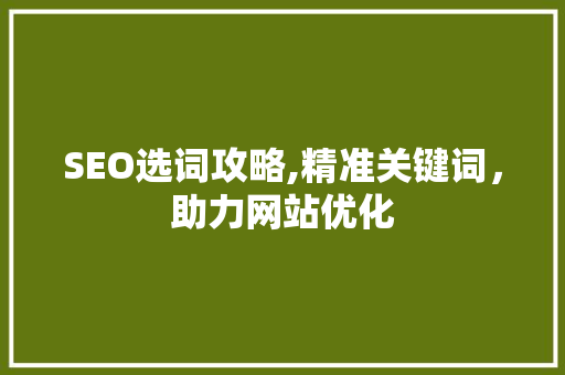 SEO选词攻略,精准关键词，助力网站优化