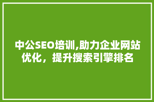 中公SEO培训,助力企业网站优化，提升搜索引擎排名