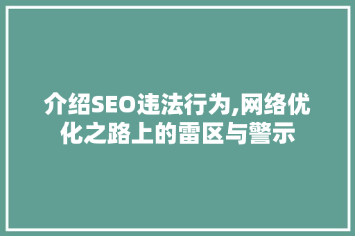 介绍SEO违法行为,网络优化之路上的雷区与警示