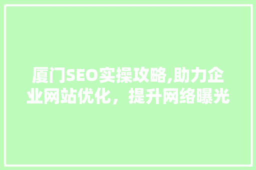厦门SEO实操攻略,助力企业网站优化，提升网络曝光度