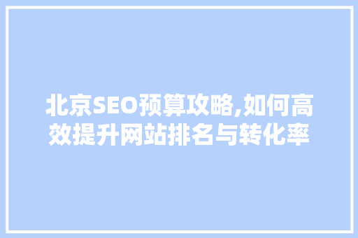 北京SEO预算攻略,如何高效提升网站排名与转化率