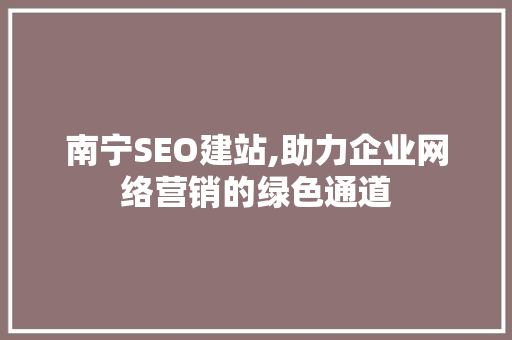 南宁SEO建站,助力企业网络营销的绿色通道