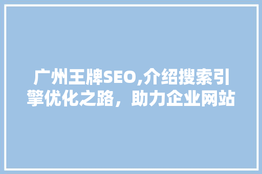 广州王牌SEO,介绍搜索引擎优化之路，助力企业网站脱颖而出