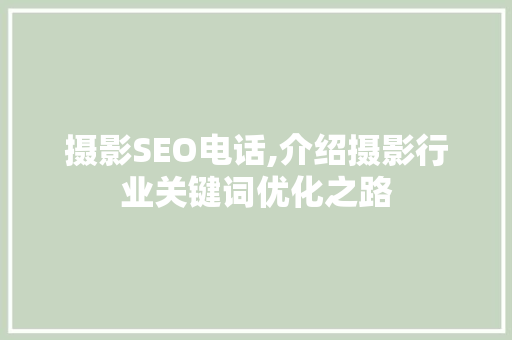 摄影SEO电话,介绍摄影行业关键词优化之路