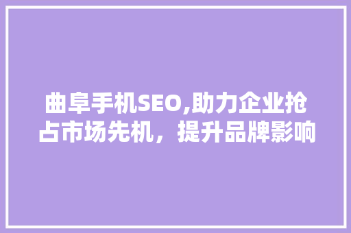 曲阜手机SEO,助力企业抢占市场先机，提升品牌影响力