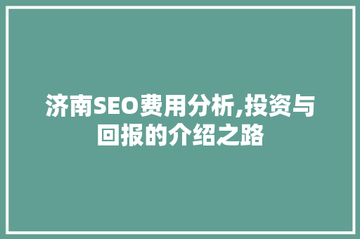 济南SEO费用分析,投资与回报的介绍之路
