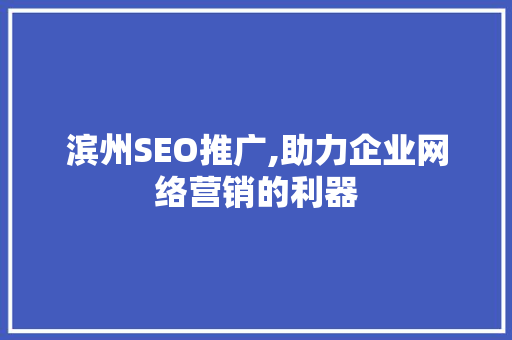 滨州SEO推广,助力企业网络营销的利器