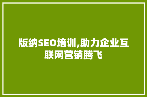 版纳SEO培训,助力企业互联网营销腾飞