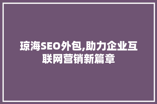 琼海SEO外包,助力企业互联网营销新篇章