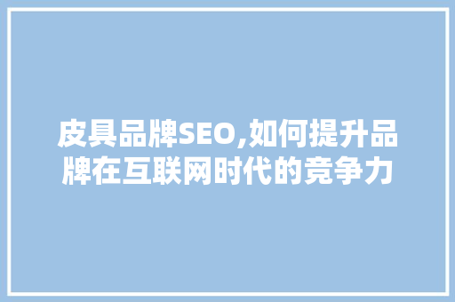 皮具品牌SEO,如何提升品牌在互联网时代的竞争力