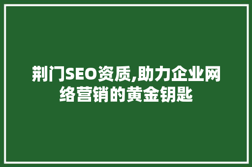 荆门SEO资质,助力企业网络营销的黄金钥匙