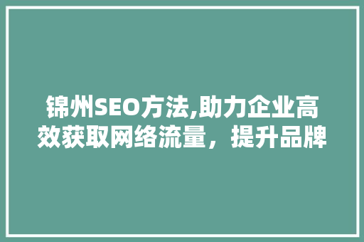 锦州SEO方法,助力企业高效获取网络流量，提升品牌影响力