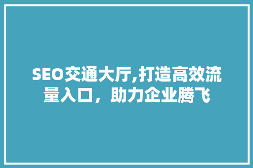 SEO交通大厅,打造高效流量入口，助力企业腾飞