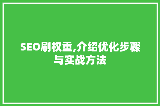 SEO刷权重,介绍优化步骤与实战方法