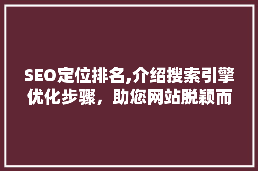SEO定位排名,介绍搜索引擎优化步骤，助您网站脱颖而出