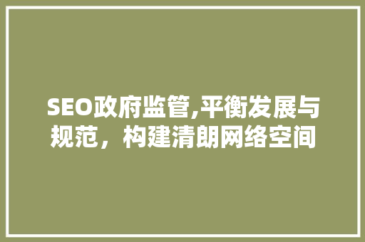 SEO政府监管,平衡发展与规范，构建清朗网络空间