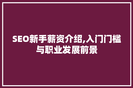 SEO新手薪资介绍,入门门槛与职业发展前景