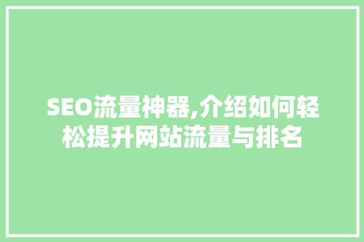 SEO流量神器,介绍如何轻松提升网站流量与排名