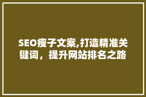 SEO瘦子文案,打造精准关键词，提升网站排名之路