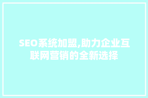SEO系统加盟,助力企业互联网营销的全新选择