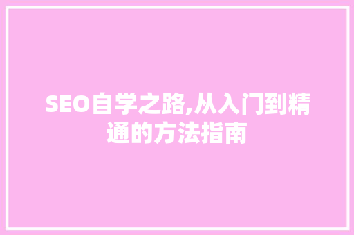 SEO自学之路,从入门到精通的方法指南