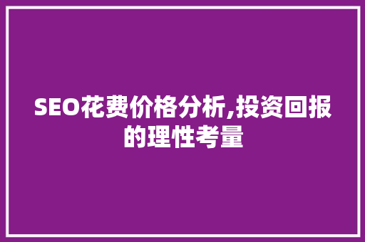 SEO花费价格分析,投资回报的理性考量