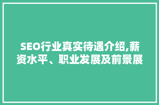 SEO行业真实待遇介绍,薪资水平、职业发展及前景展望