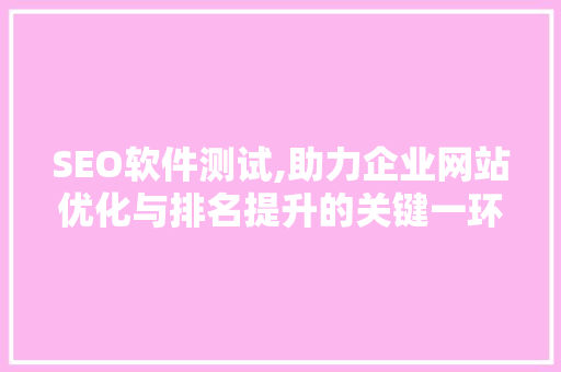 SEO软件测试,助力企业网站优化与排名提升的关键一环