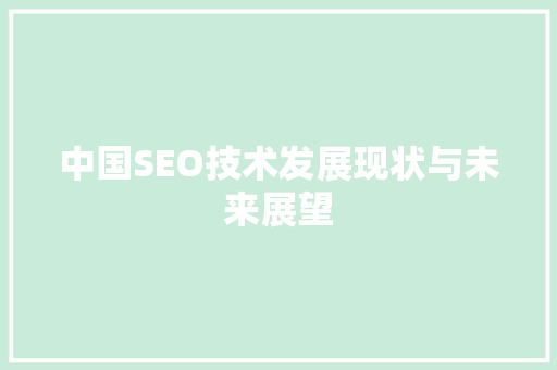中国SEO技术发展现状与未来展望