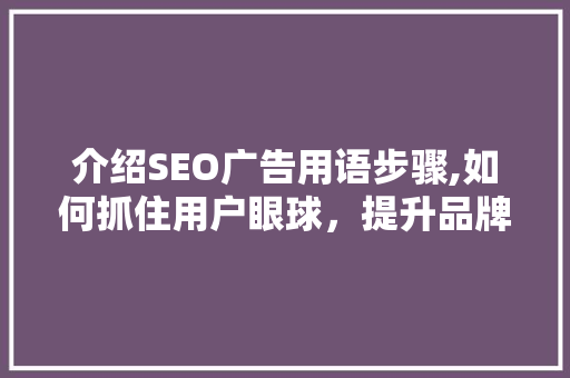 介绍SEO广告用语步骤,如何抓住用户眼球，提升品牌影响力