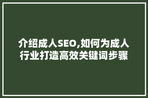 介绍成人SEO,如何为成人行业打造高效关键词步骤