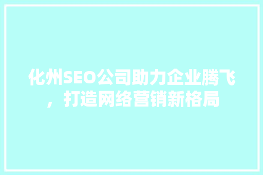 化州SEO公司助力企业腾飞，打造网络营销新格局