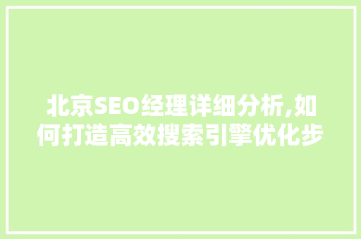 北京SEO经理详细分析,如何打造高效搜索引擎优化步骤