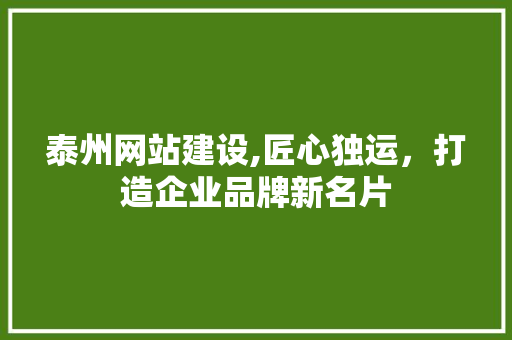 泰州网站建设,匠心独运，打造企业品牌新名片
