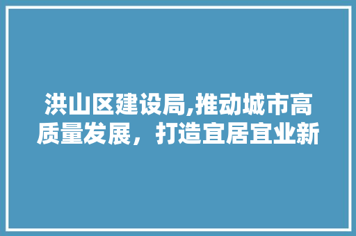 洪山区建设局,推动城市高质量发展，打造宜居宜业新城区